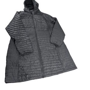 LL Bean Womens 850 DownTek Hooded Coat Grey Puffer Jacket 1X Plus 299826